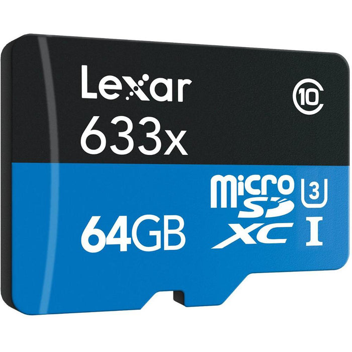 Lexar 64GB microSDXC UHS-I 633X High-Performance Memory Card 3-Pack Bundle
