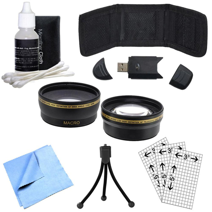 General Brand 58mm Wide Angle & Telephoto Lens, Cleaning Kit, Memory Card Wallet and More