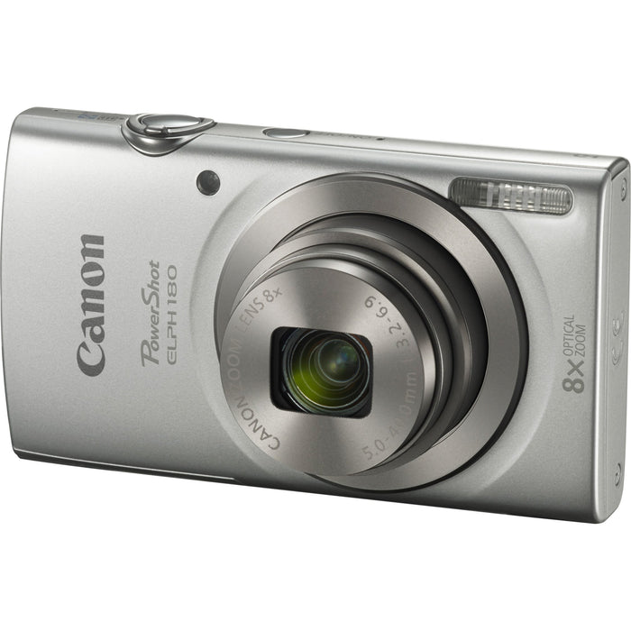 Canon PowerShot ELPH 180 20MP 8x Optical Zoom HD Video Silver Digital Camera