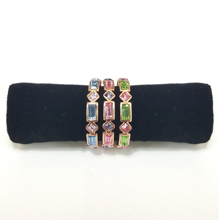 CZ Luxxe Jewelry Crystal-Elements 3 Stack Ring Set 18k Gold Plated - Multicolor