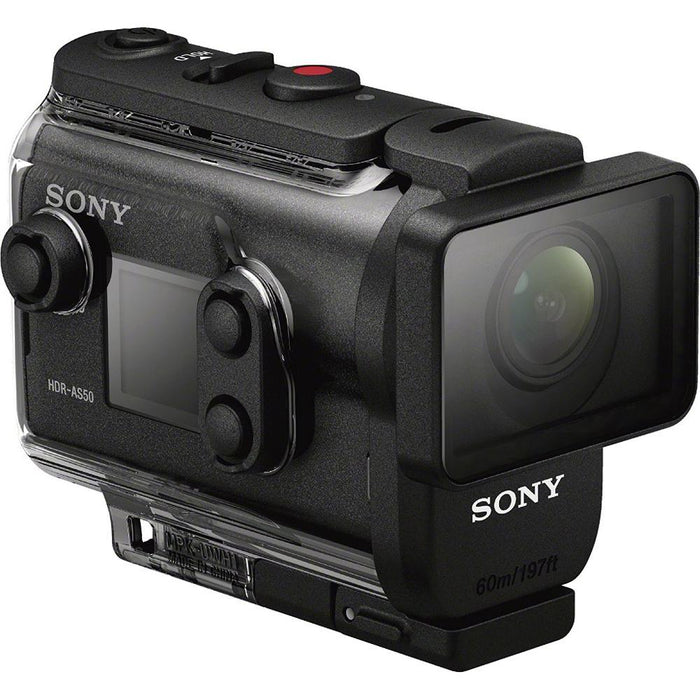 Sony HDRAS50R/B Full HD Action Cam + Live View Remote 32GB Memory Card Bundle