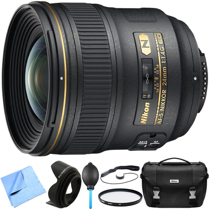 Nikon 24mm F/1.4G ED AF-S Wide-Angle Lens Essential Accessory Bundle