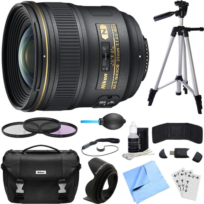Nikon 24mm F/1.4G ED AF-S Wide-Angle Lens Essential Accessory Deluxe Bundle
