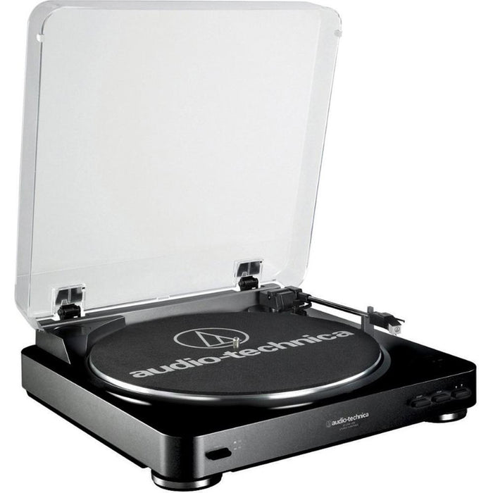 Audio-Technica AT-LP60 Fully Automatic Stereo Turntable System- Black w/ RCA Turntable Cleaning