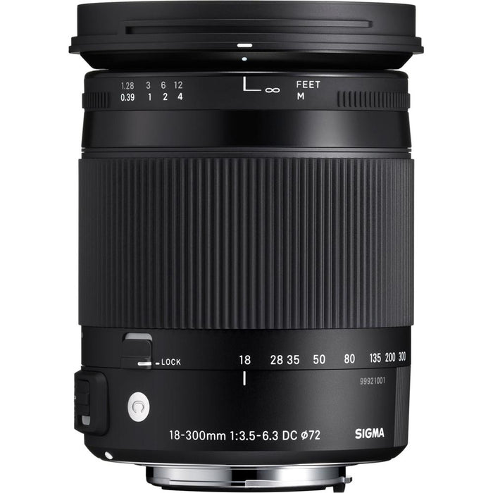 Sigma 18-300mm F3.5-6.3 DC Macro OS HSM Lens Contemporary for Nikon DX Cameras Bundle