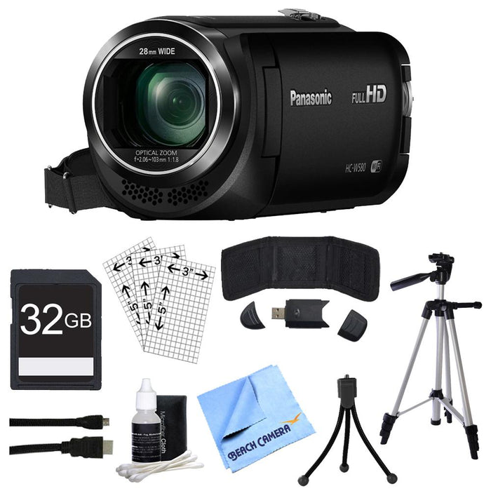 Panasonic HC-W580K Full HD Camcorder w/ Built-in Wi-Fi, Multi Scene Twin Camera + 32GB Kit
