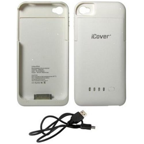 iCover iPhone 4/4S Rubberized Protective 1900mAh Battery Case - White