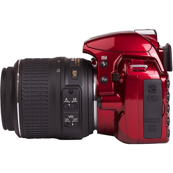 Nikon D3100 14.2MP / 1080P Red Digital SLR Camera with 18-55mm VR Lens - Refurbished
