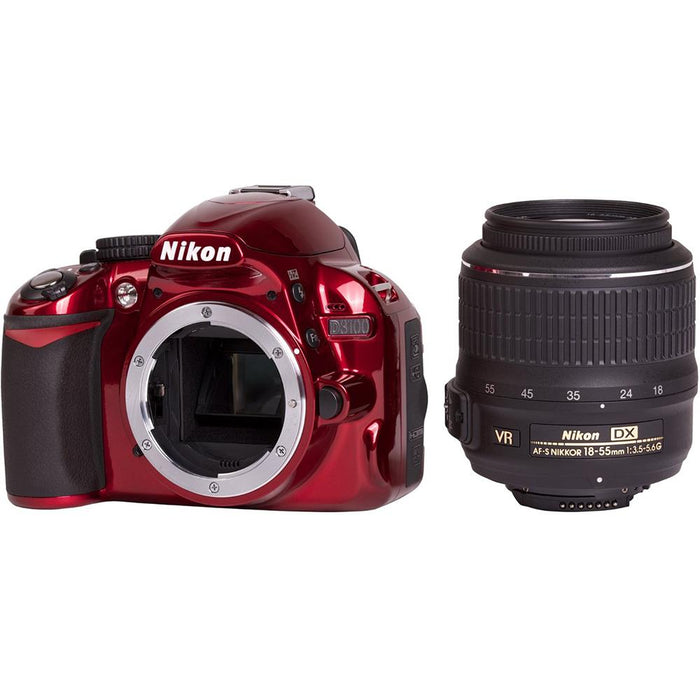 Nikon D3100 14.2MP 1080P DSLR Camera w/ 18-55mm VR Lens (Red)(Certifed Refurbished)