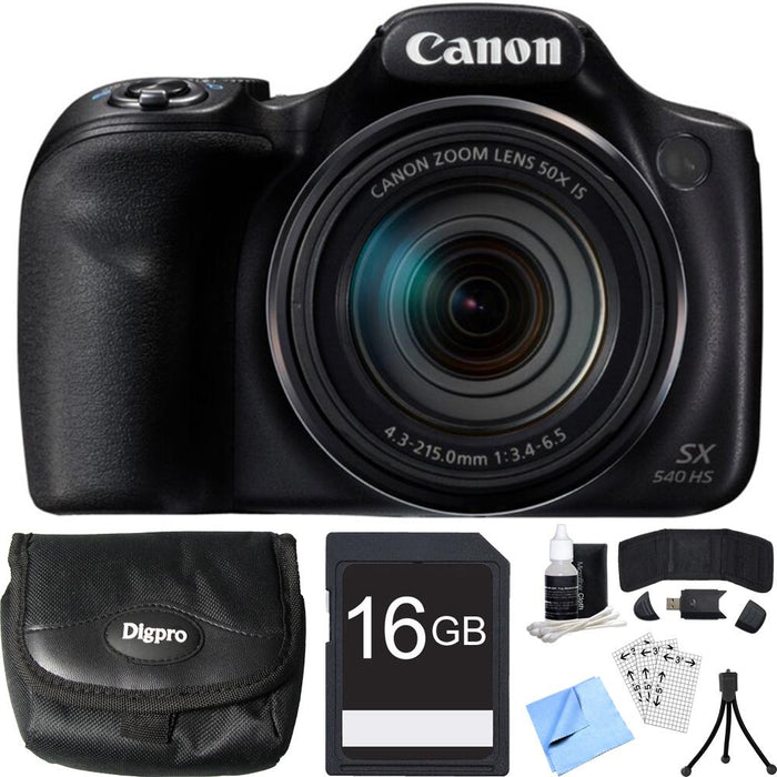 Canon PowerShot SX540 HS 20.3MP Digital Camera w/ 50x Optical Zoom 16GB Card Bundle