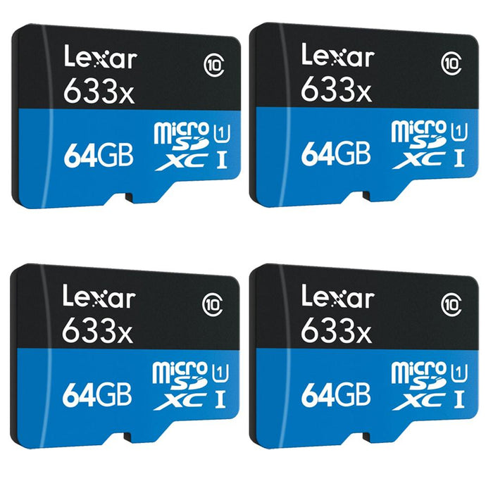Lexar 4-Pack of 64GB microSDXC UHS-I 633X Memory Card w/ USB 3.0 Card Readers
