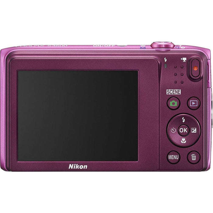 Nikon COOLPIX S3600 20.1MP 2.7" LCD Digital Camera HD Video Pink Certified Refurbished