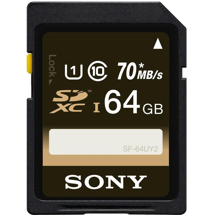 Sony SF64UY2/TQ - 64GB SDXC Class 10 UHS-1, R70 Memory Card + Elite Suite