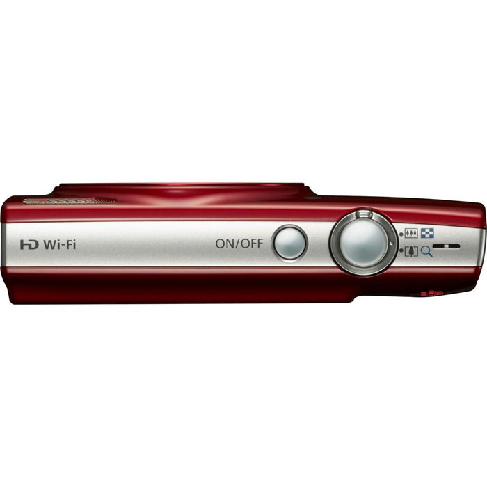 Canon PowerShot ELPH 190 IS Red Digital Camera w/ 10x Optical Zoom 16GB Card Bundle