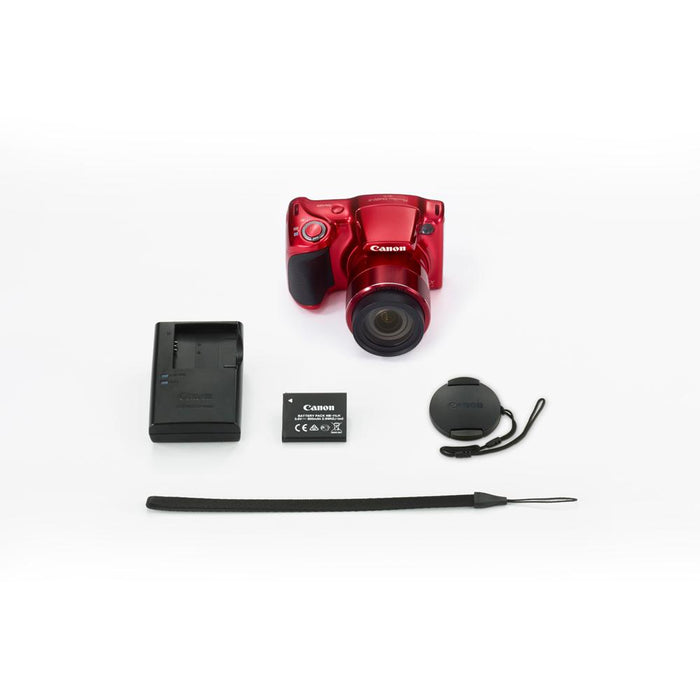 Canon PowerShot SX420 IS 20MP Red Digital Camera + 42x Optical Zoom 64GB Card Bundle