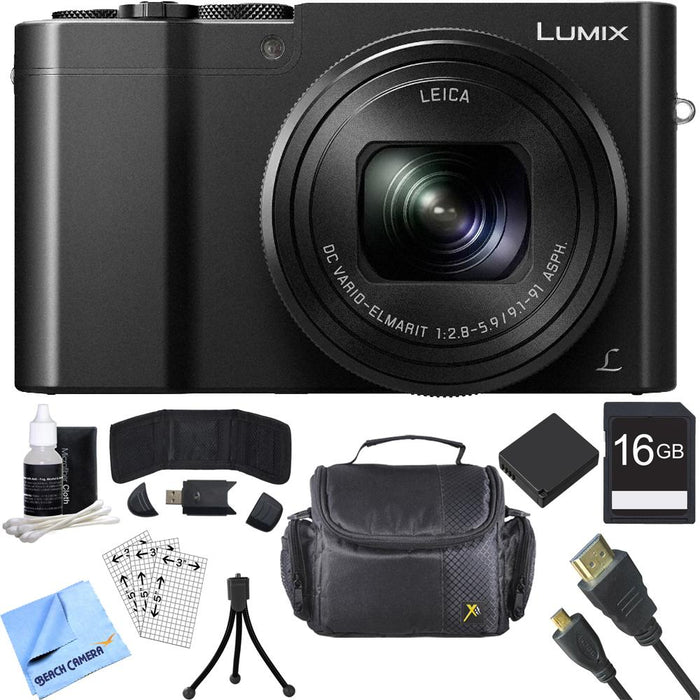 Panasonic ZS100 LUMIX 4K 20 MP Digital Camera w/ Wi-Fi Black (DMC-ZS100K) 16GB Card Bundle
