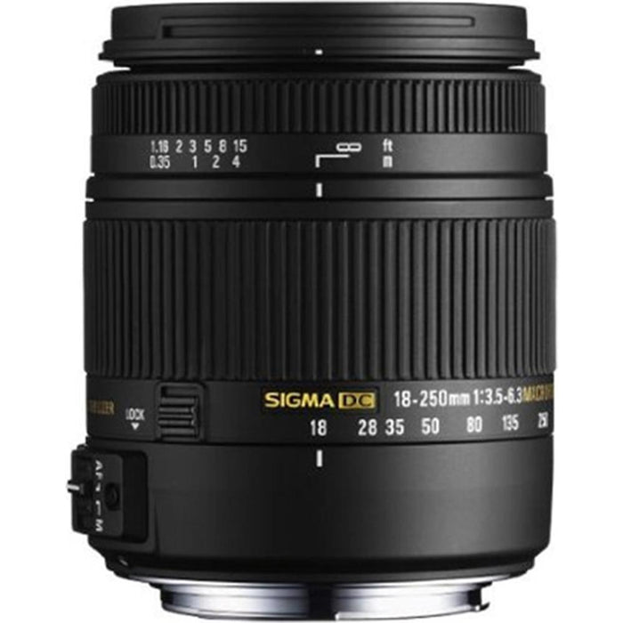 Sigma 18-250mm F3.5-6.3 DC OS HSM Macro Lens f/ Nikon AF w/64GB Memory Card
