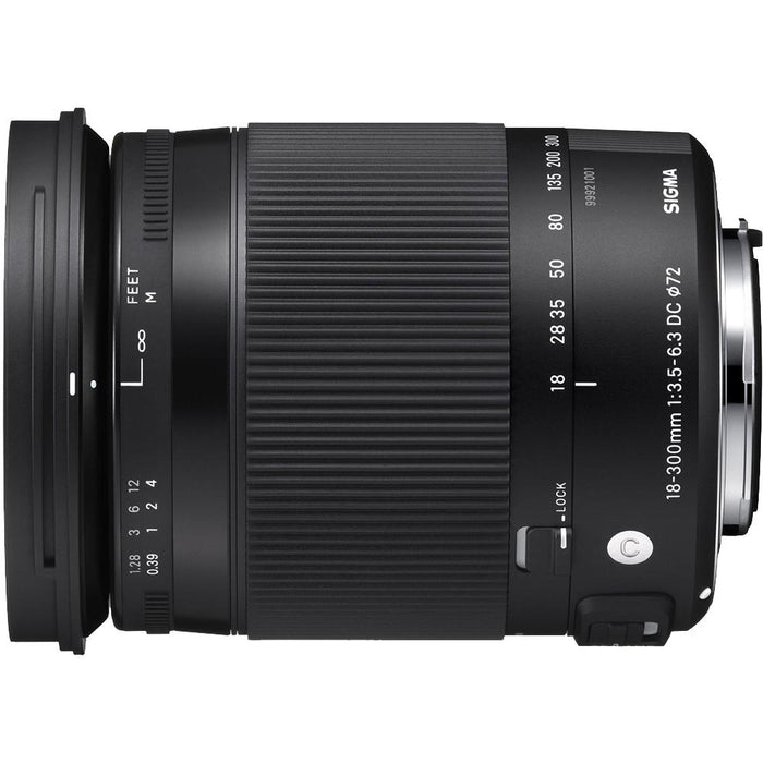 Sigma 18-300mm F3.5-6.3 DC Macro OS HSM Lens for Nikon DX Cameras w/64GB Memory Card