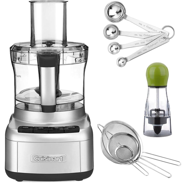 Cuisinart FP-8SV Elemental 8-Cup Food Processor, Silver with exclusive Bundle