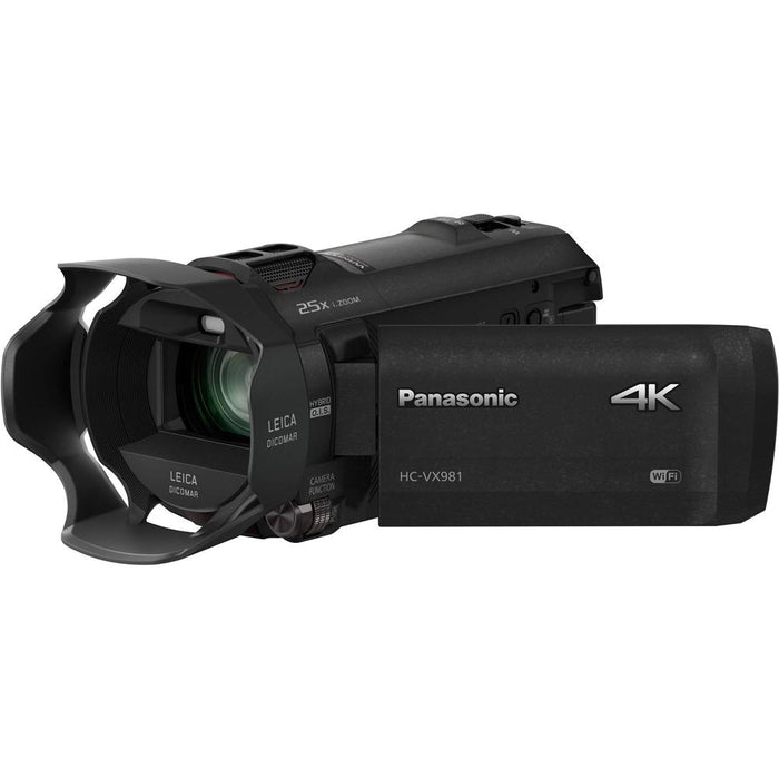 Panasonic HC-VX981K 4K Ultra HD Camcorder w/ Wi-Fi + Twin Camera (Black) 64GB Card Bundle