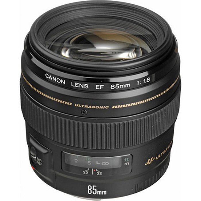 Canon EF 85mm f/1.8 USM Medium Telephoto Lens for Canon SLR Cameras w/64GB Memory Card