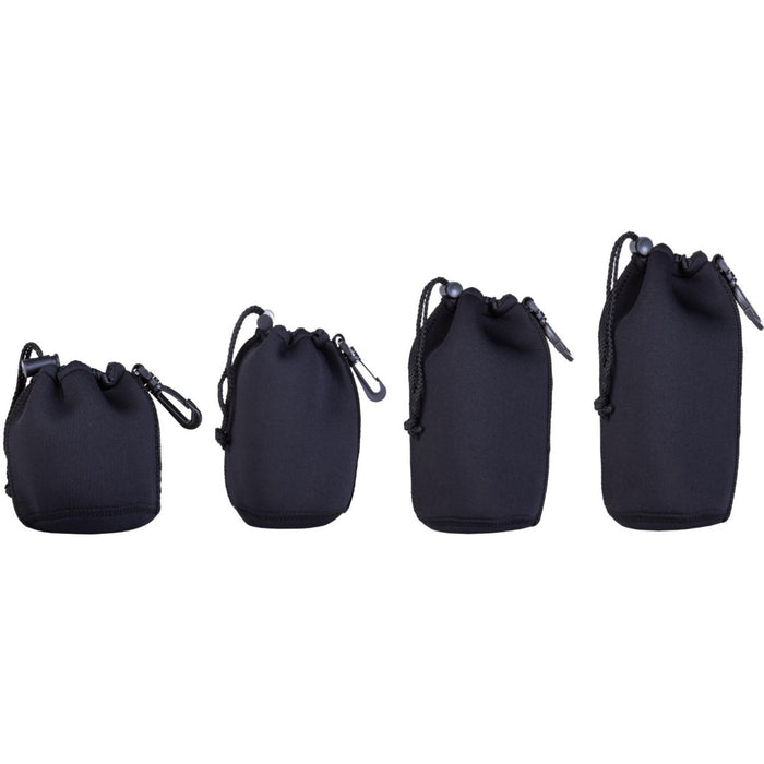 Vivitar Neoprene Lens Pouch 4-Pack includes 4.5" + 6" + 8" + 10" Pouches w/ Hook
