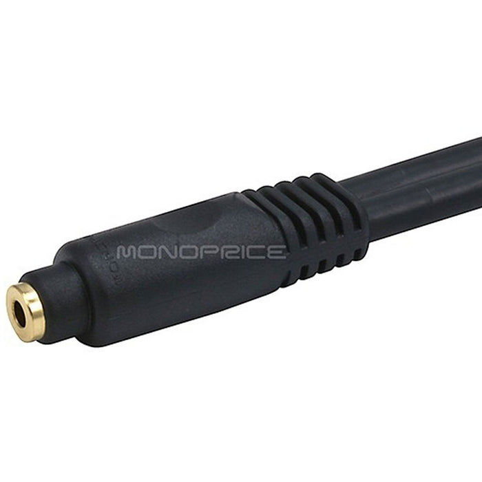 Monoprice 6" Premium 3.5mm Stereo Female to 2RCA Male 22AWG Gold Plated Black Cable