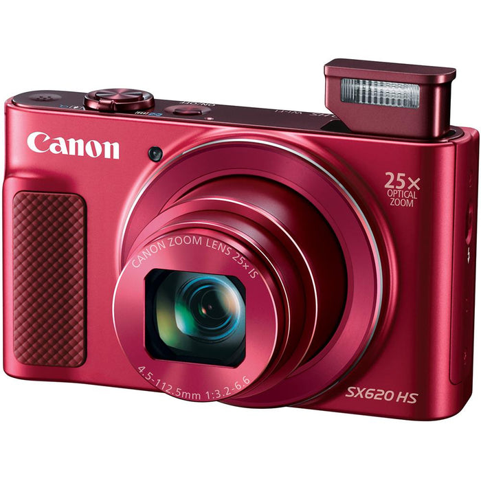 Canon PowerShot SX620 HS 20.2MP Digital Camera Red w/ 25x Optical Zoom 32GB Bundle