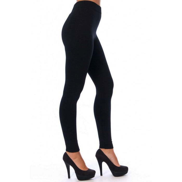 Fashionable Legs 4-Pack Women's Fleece Lined Full Length Leggings Black - One Size