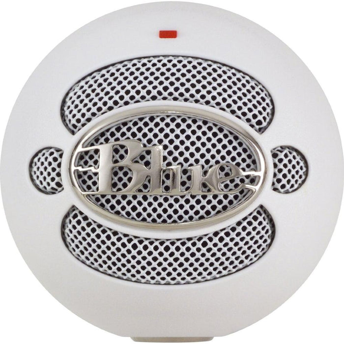 BLUE MICROPHONES Snowball USB Microphone  Textured White - 4911-SBBN w/ Pop Shield Wind Screen