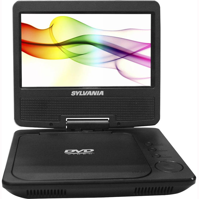 Sylvania Port. DVD Player 7" Swivel Screen Black - SDVD7027 w/ Laser Lens Cleaning Bundle