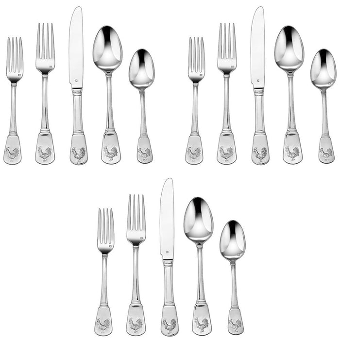 Cuisinart 3-Pack of 20-Piece Elite Flatware Set, French Rooster CFE-01-FR20