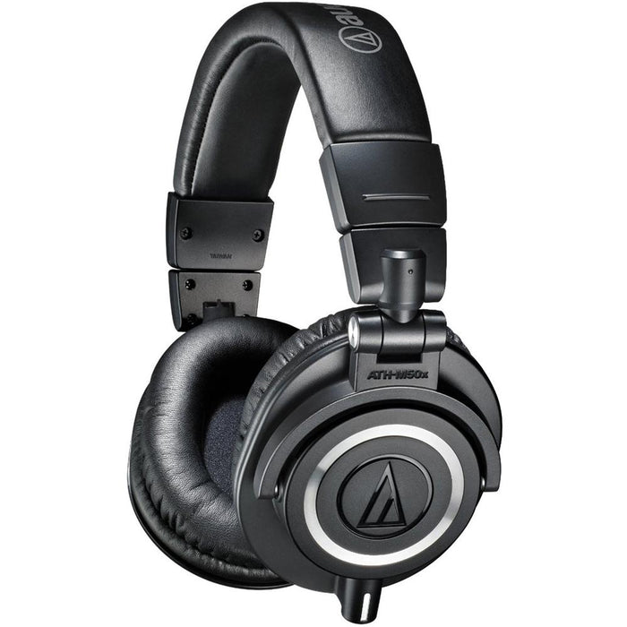 Audio-Technica Professional Studio Headphones Black ATH-M50x with Microphone Bundle