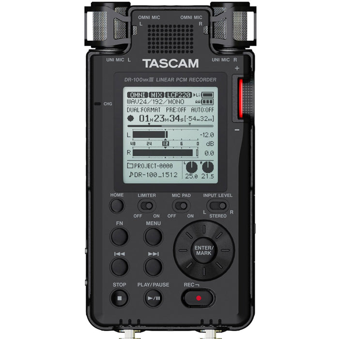 Tascam 192kHz/24bit-Compatible Studio-Quality Linear PCM Recorder - DR-100MKIII