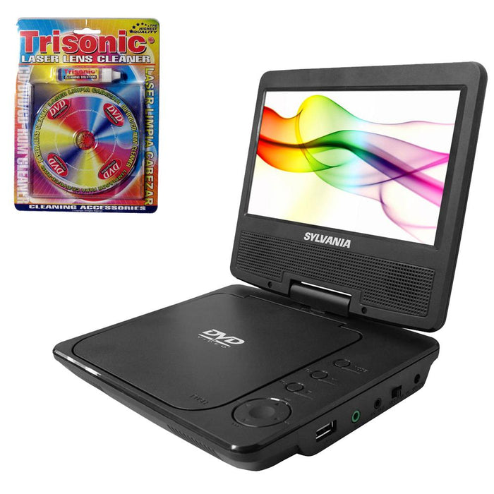 Sylvania 7" Swivel Screen Portable DVD Player w/ Lens Cleaner for DVD Players