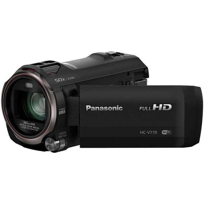 Panasonic HC-V770K HD Camcorder with Mini Zoom Microphone + 64GB Accessory Bundle