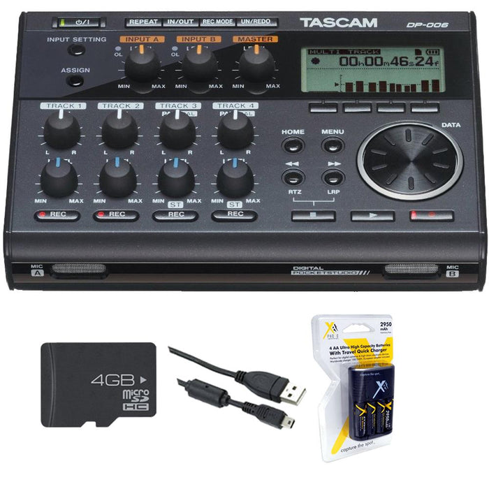 Tascam Portastudio 6 Track Digital Recorder w/Built In Microphone +Studio Bundle