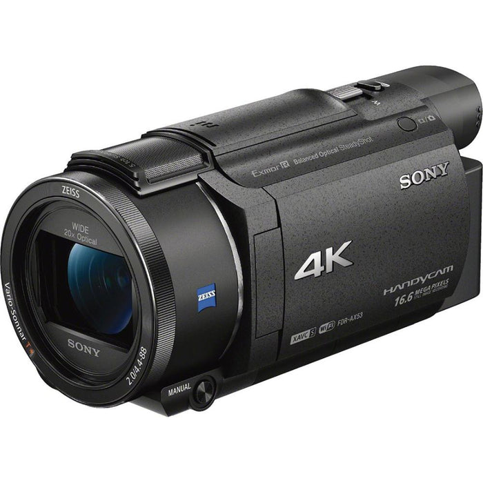 Sony FDR-AX53/B 4K Handycam Camcorder with Mini Zoom Microphone + 64GB Bundle