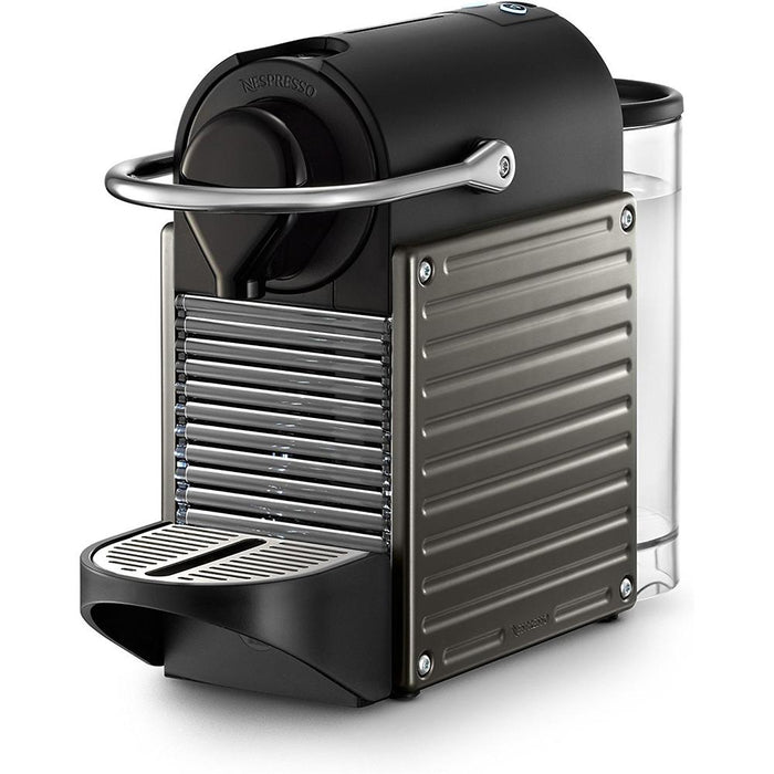 Nespresso Pixie Espresso Maker With Aeroccino Plus Milk Frother, Electric Titan - OPEN BOX