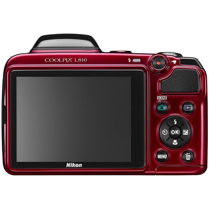 Nikon COOLPIX L810 16.1 MP 3.0-inch LCD Digital Camera Red - Manufacturer Refurbished