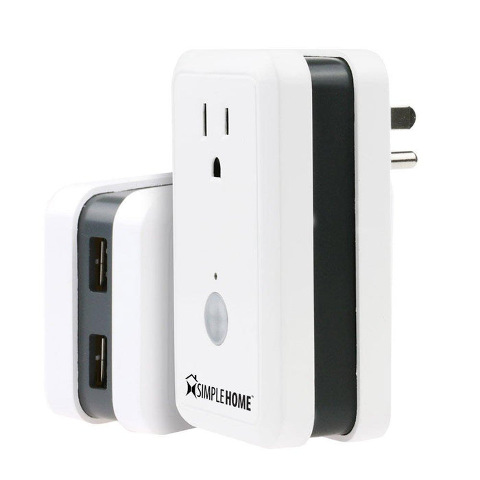 Simple Home 2-Pack WiFi Smart Controlled Wall Outlet w/ 2 USB and Energy Monitor