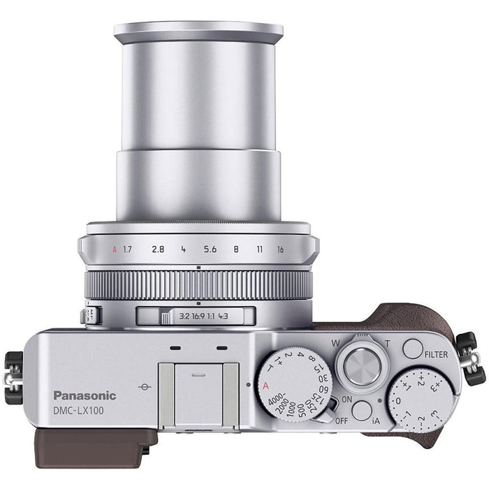 Panasonic LX100 LUMIX Integrated Leica DC Lens Silver Camera + 64GB Memory & Travel Bundle