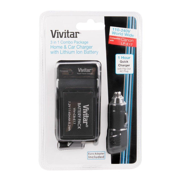 Vivitar 1140mAh Battery & Charger for LP-E17 with Canon Rebel Gadget Bag + Accessory Kit