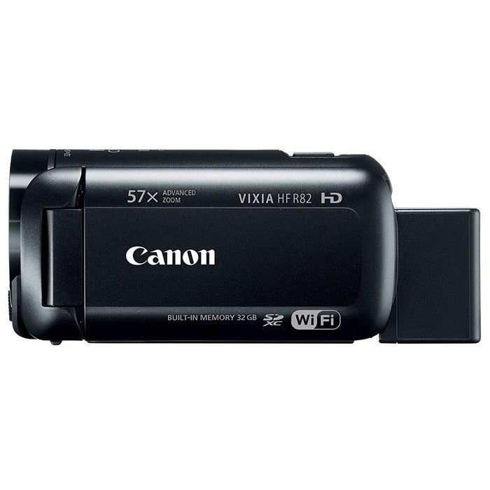 Canon VIXIA HF R82 Black Camcorder 3.8MP Full HD CMOS, 57x Advanced Zoom Bundle