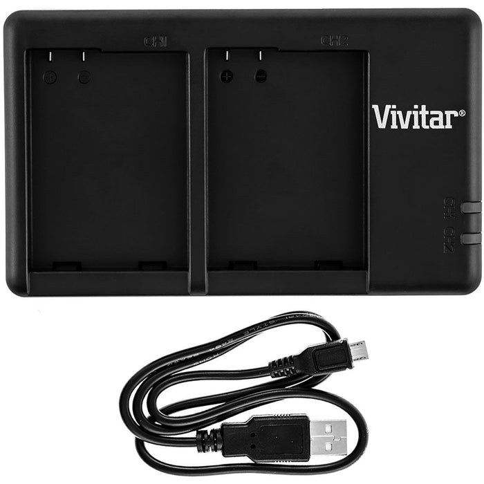 Vivitar 2 Pack NP-FW50 High Capacity Battery & rapid dual charger for Sony Cameras