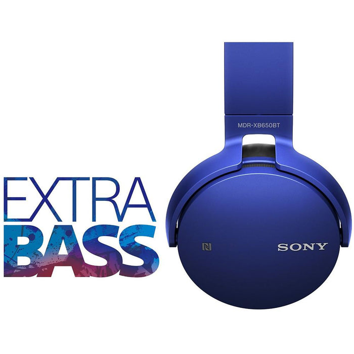 Sony XB Series Wireless Bluetooth Headphones w/ Extra Bass Blue w/ Stand Bundle