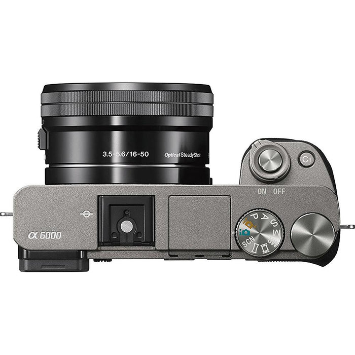 Sony Alpha a6000 24.3MP Grey Interchangeable Lens w/16-50mm Power Zoom - OPEN BOX