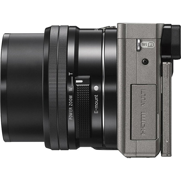 Sony Alpha a6000 24.3MP Grey Interchangeable Lens w/16-50mm Power Zoom - OPEN BOX
