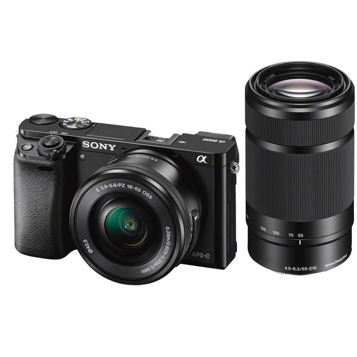 Sony Alpha a6000 Mirrorless Camera w/ (16-50mm & 55-210mm) Lenses + 32GB Bundle