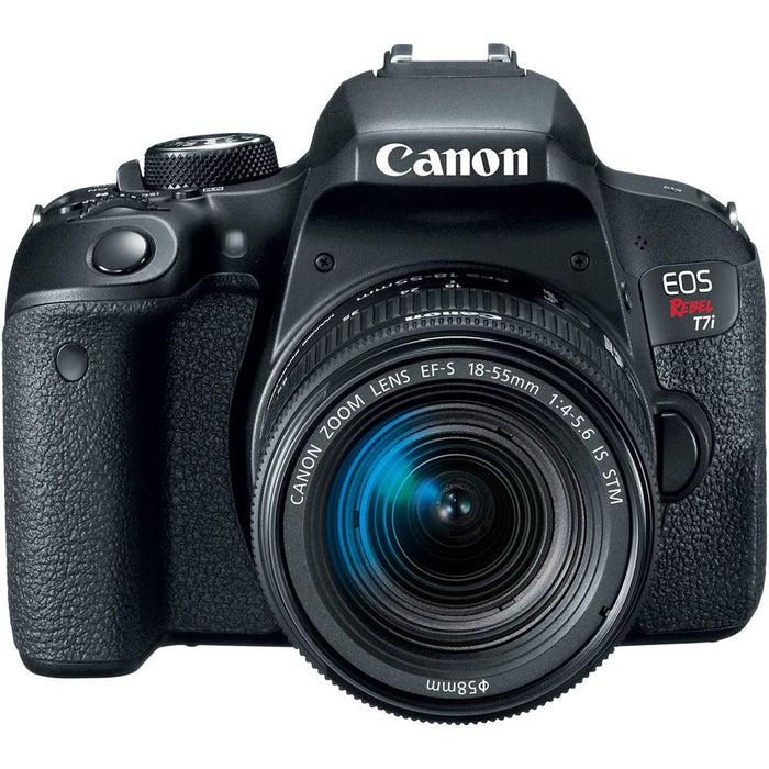 Canon EOS Rebel T7i DSLR Camera + EF-S 18-55mm & 55-250mm Lens Memory & Flash Kit